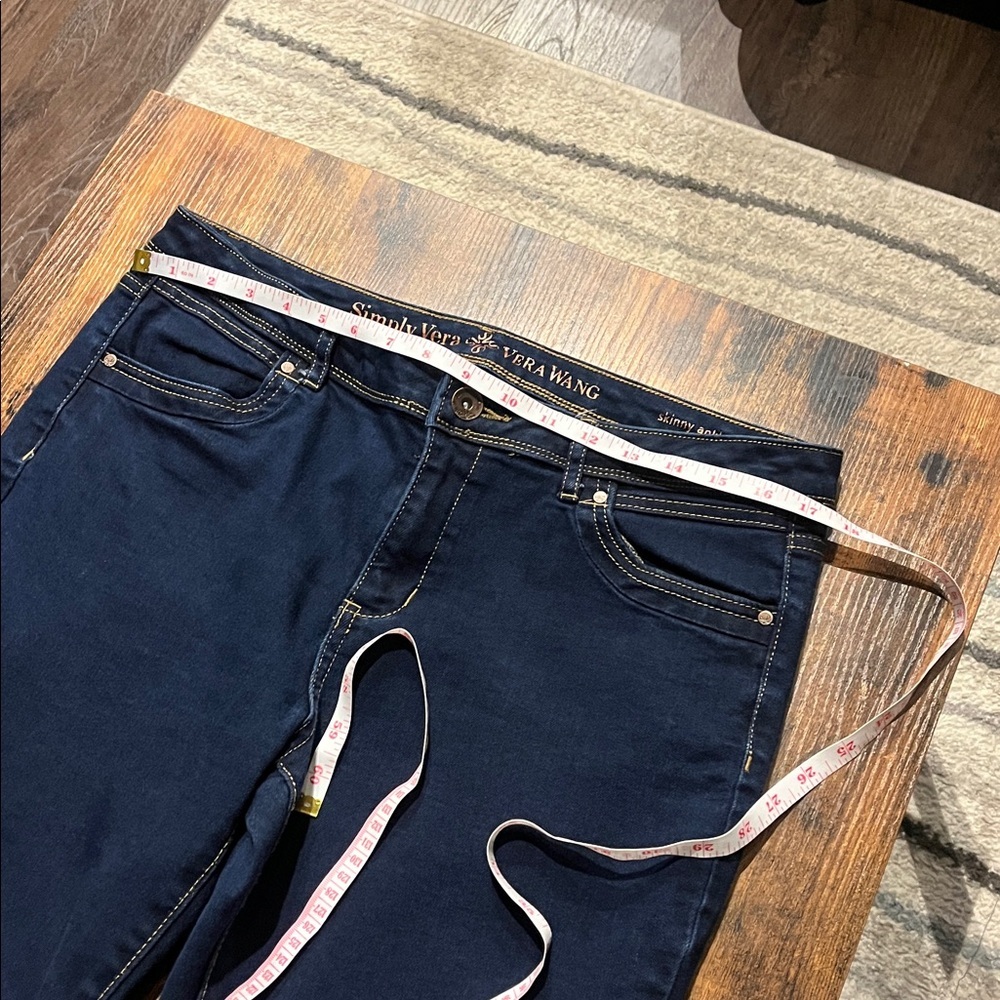 Vera Wang Simply Vera Dark Blue Skinny Ankle Jeans - Picture 6 of 8
